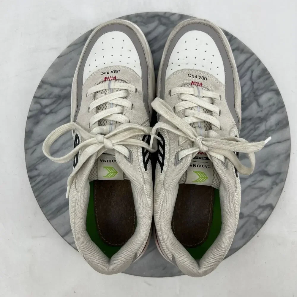 Cariuma Mens 10 Skateboarding Shoes White Suede & Nylon Uba Pro Sneakers Lace Up